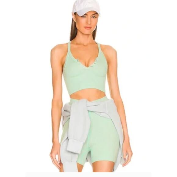 FP Movement Shorts Womens XS Turquoise Mint Free Throw High Waist Ribbed New - Picture 1 of 10